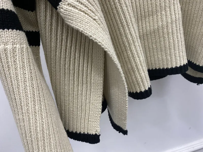 Women's Sweaters Turtleneck Stripes Women's Hem Slit Wool Blend Ladies Long Sleeve Loose Retro Knitwear Female Jumper Autumn Winter 2022