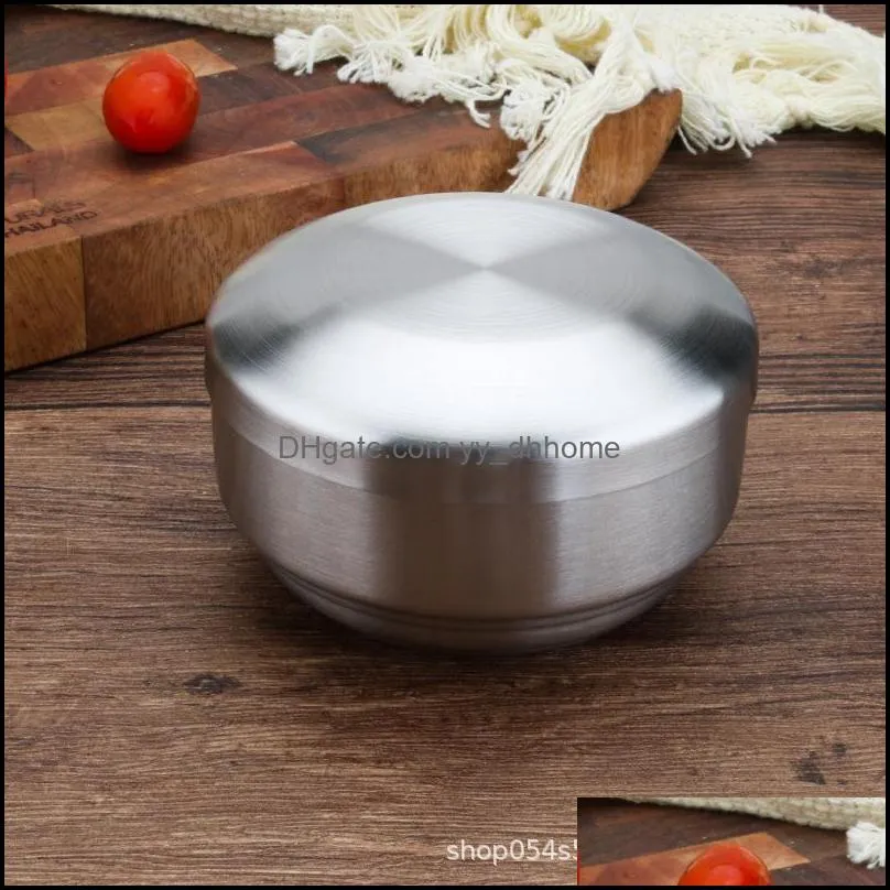 bowls 304 korean stainless steel double rice bowl with lid soup steamed anti-scalding child small cuisine