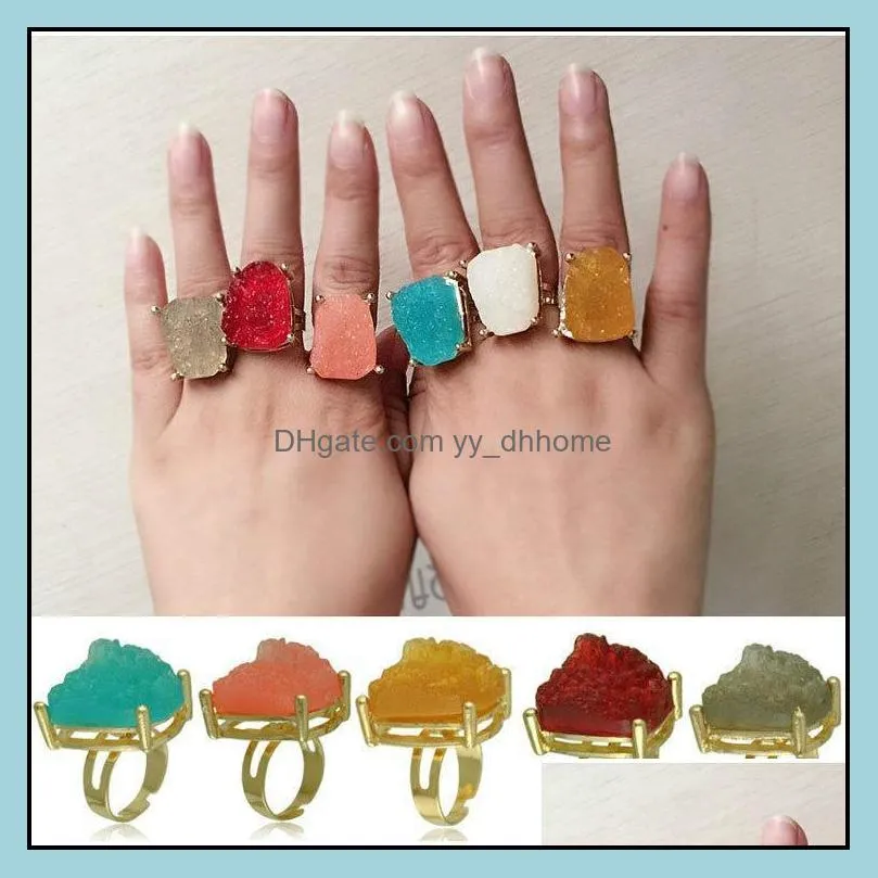 ring for women natural big crystal stone female models exaggerated personality gold gemstone rings