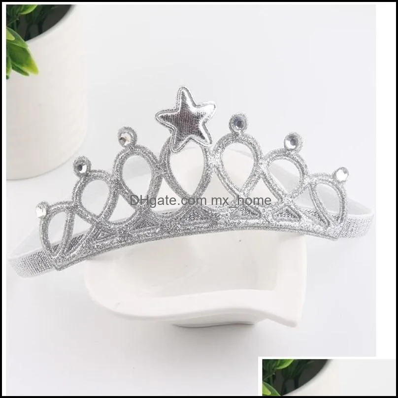 girls crown headband princess tiaras crown gold silver elastic birthday gift photography props infant baby headbands mxhome