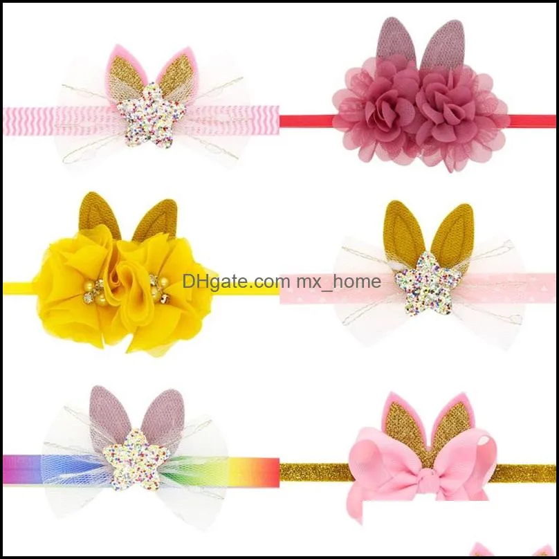 lovely girls flower wreath crown elastic headbands rabbit ears flower hair bands kids headwear hair accessories photo prop mxhome