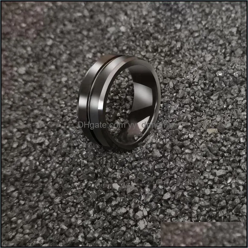 man ring male tyrants jewelry 8mm titanium steel groove ring