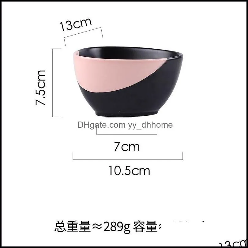 creative cute pink black ceramic bowl fruit salad plate el service tray table decoration kitchen storage supplies bowls