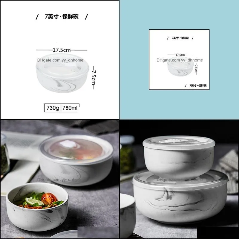 european-style -keeping bowl ceramic salad with lid household lunch box noodle instant rice bowls