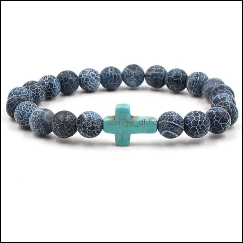 cross bracelet yoga chakra weathered agate stone bead bracelet