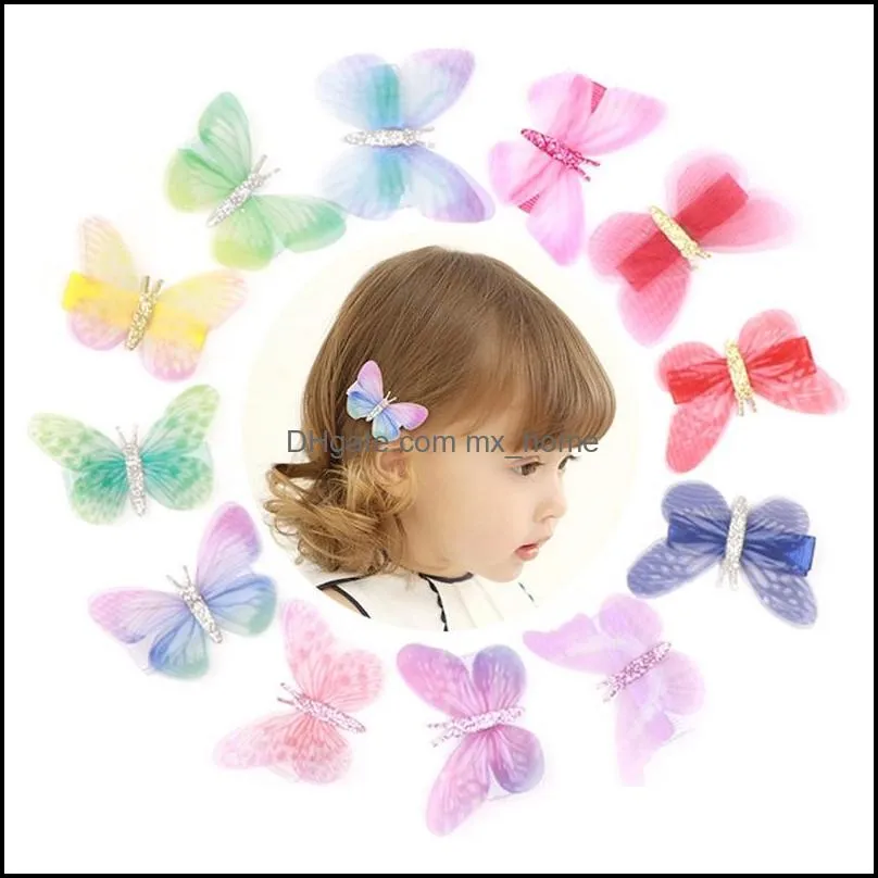 12 color mini butterfly hair clips girl women hairpin fashion headpiece barrette wedding hairpins accessories styling tools mxhome