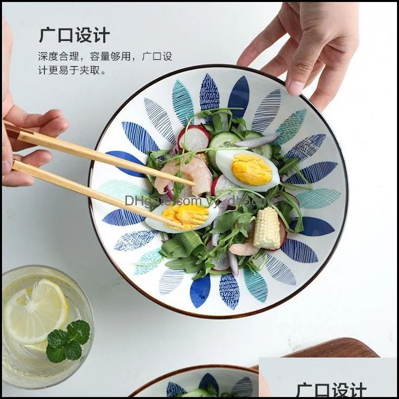 bowls japanese household ceramic noodle bowl large single hat underglaze craft tableware kitchen supplies products