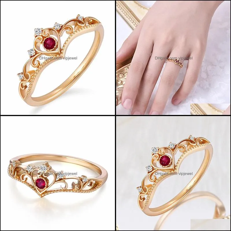 crown rings for women crystal zircon bridal party wedding jewelry fashion delicate female gold silver promise engagement ring