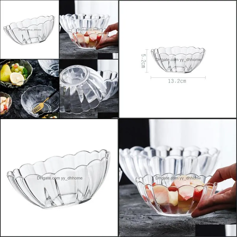 bowls acrylic round clear salad bowl serving lotus for fruit vegetable dessert snack (13.2cm)