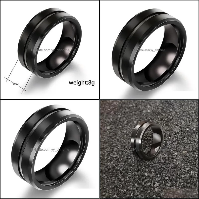 man ring male tyrants jewelry 8mm titanium steel groove ring