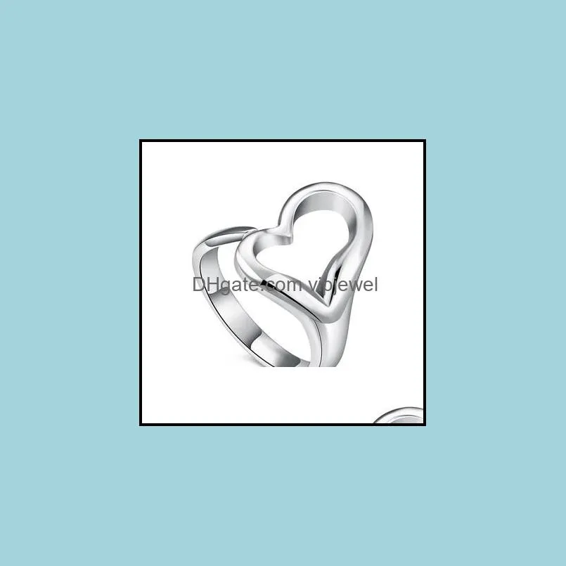 silver heart open ring for women wedding engagement party jewelry