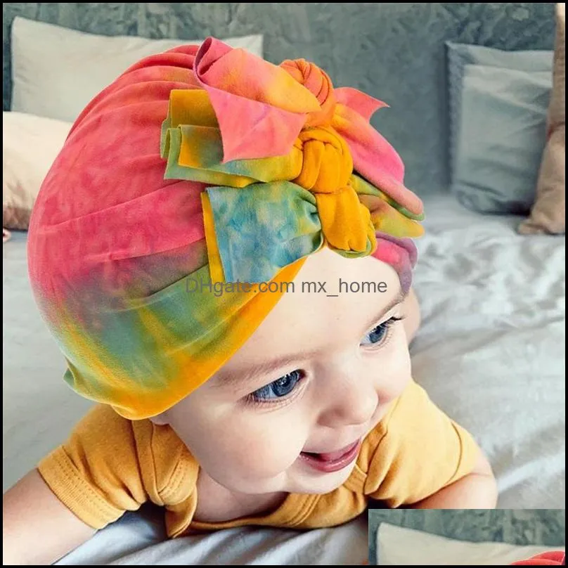 newborn cap baby sun hat tie dyed beanie headband pullover hats cartoon caps bow elastic for kids little boys and girls accesso mxhome