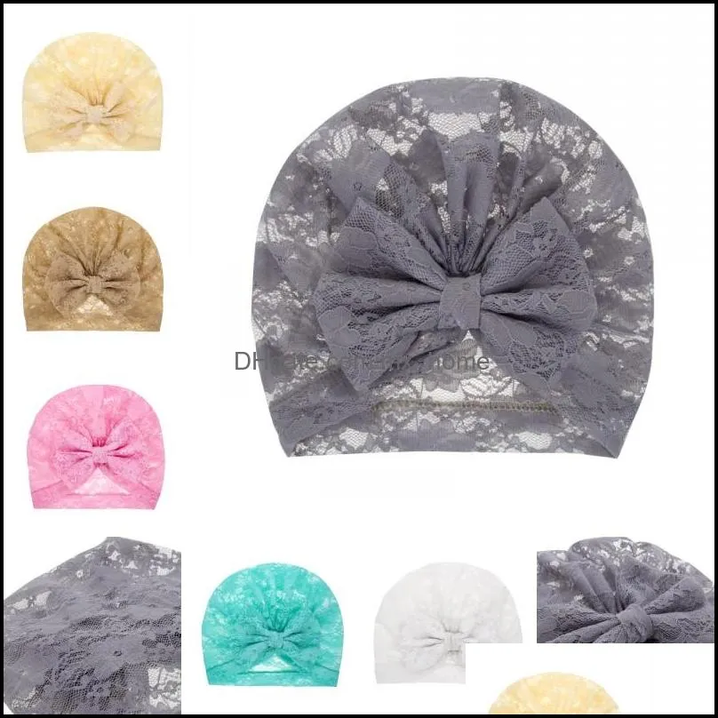 baby girls lace hat newborn elastic turban bow knot hats infant beanie soft cap headwear accessories mxhome