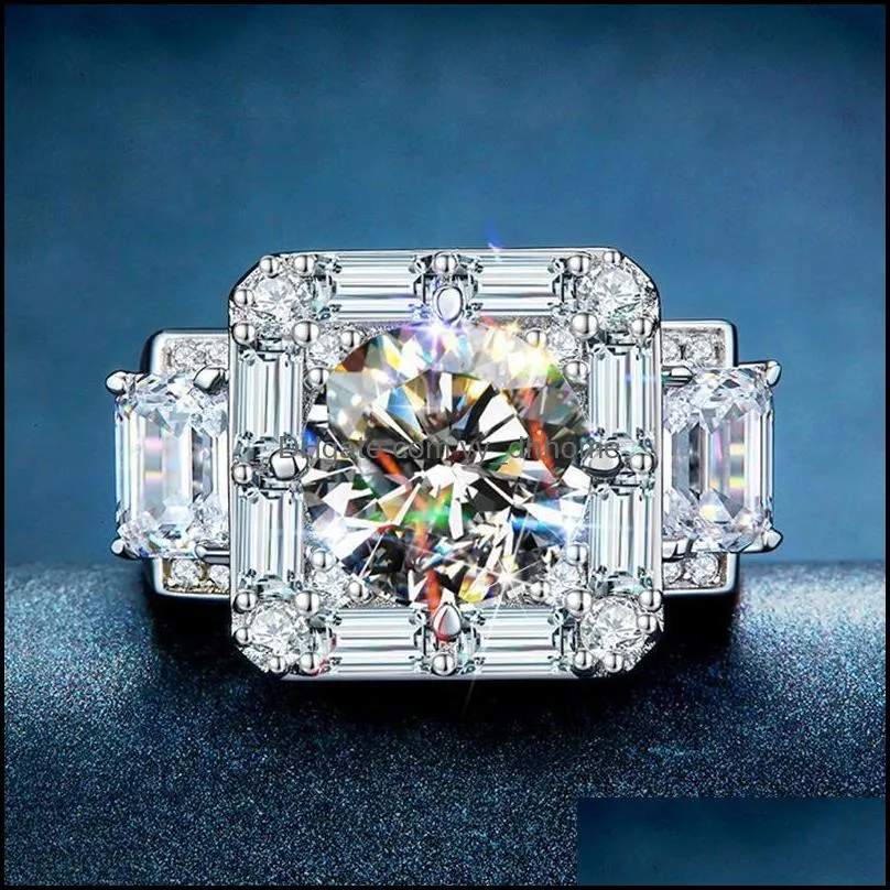 luxury ring imitation moissanite diamond rings white gold silver wedding rings