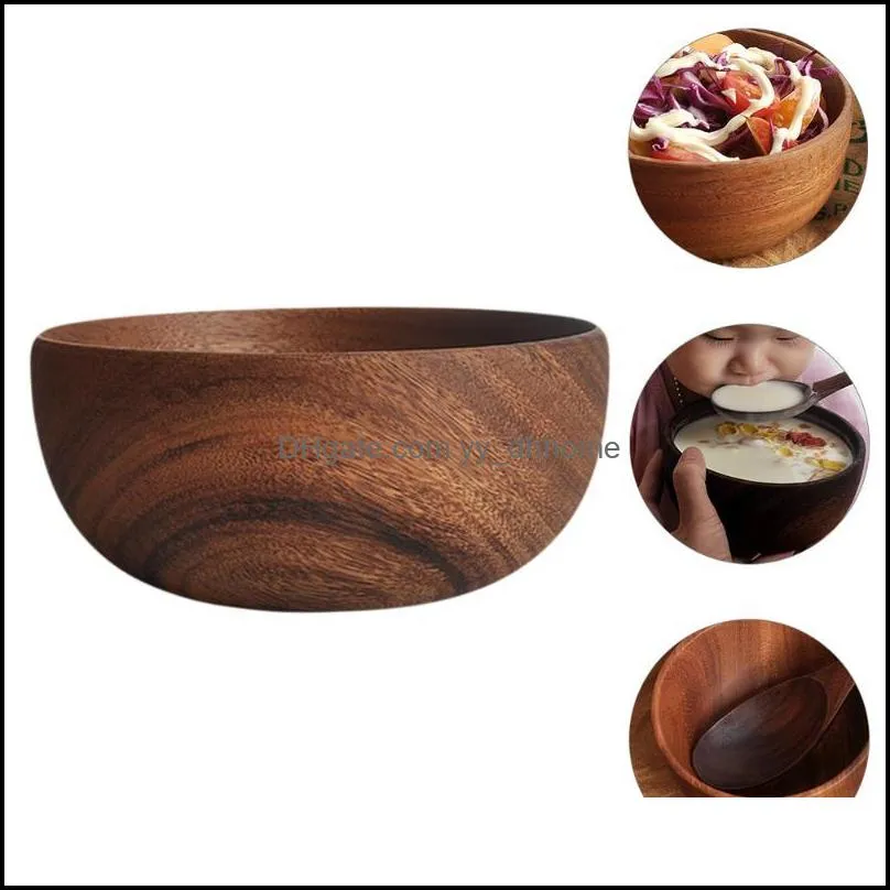 bowls 1pc wooden salad rice serviong for home restaurant