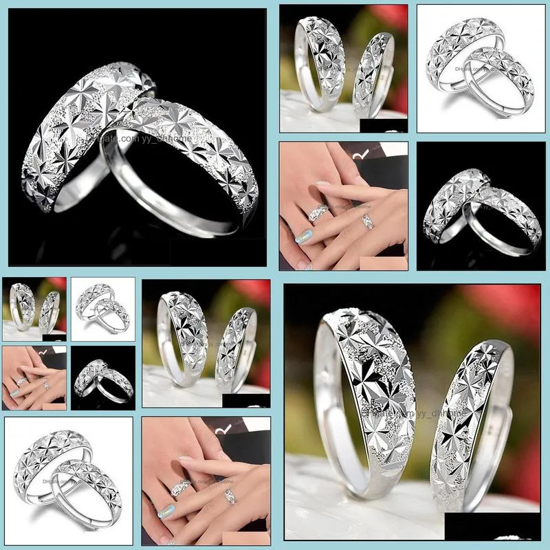 fashion open gypsophila rings couple rings classic gypsophila style adjustable open copper couple rings seal jewelry for wedding