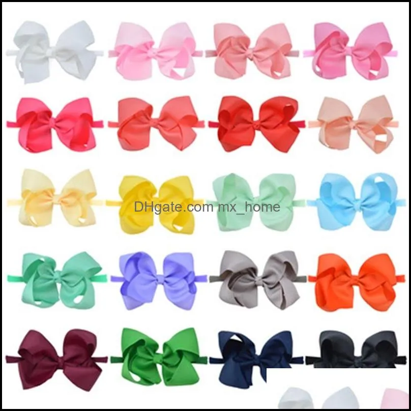 big bow baby hairband 20 colors infant girls solid ribbon headbands kids knotted elastic hair bands bohemian babies accessories mxhome