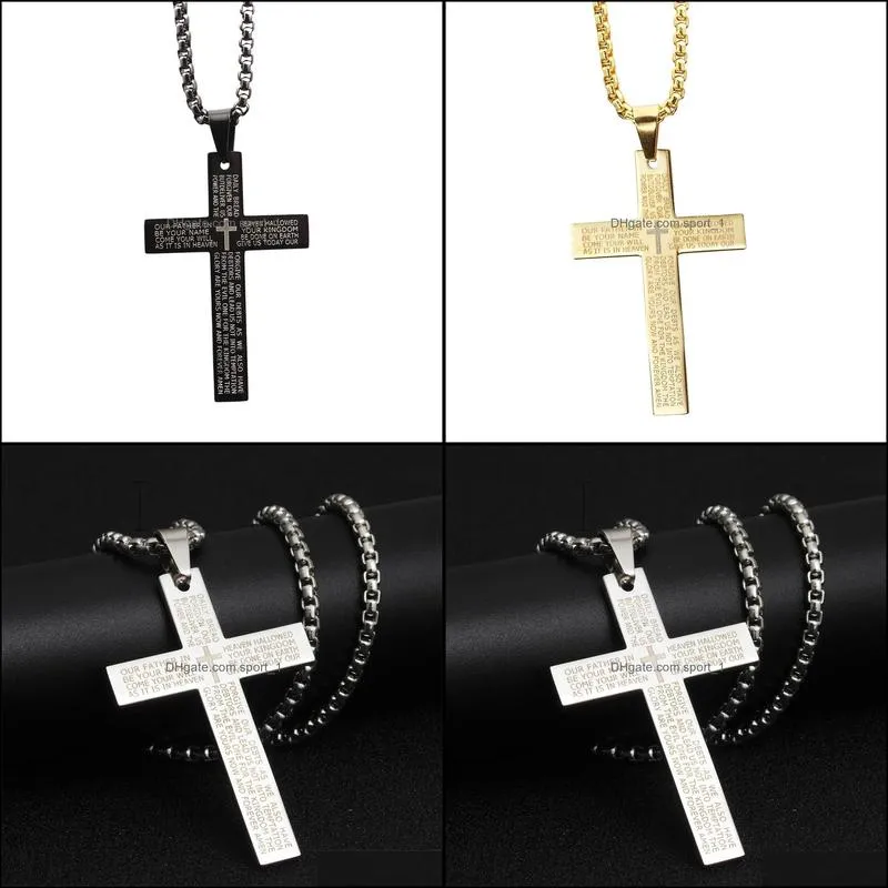 punk cross necklaces hip hop jewelry pendant necklaces prayer lover jewelry gift cross letter necklace