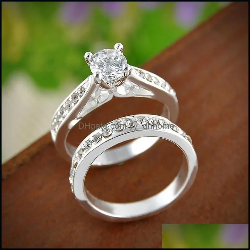 pretty rings set for women men bijoux femme fashion jewelry crystal engagement wedding rings set