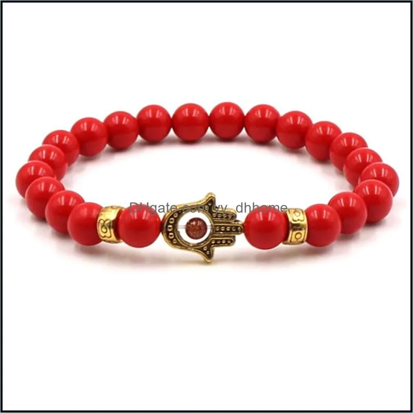chakra bracelet charm bead bracelet fatima buddha head dumbbells bracelets