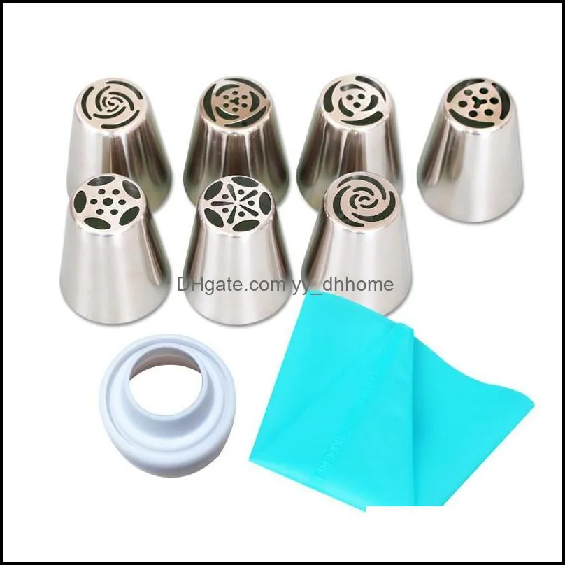 baking pastry tools 7/9/11/22pcs/set russian icing piping nozzles for cream tips stainless steel diy cake decorating
