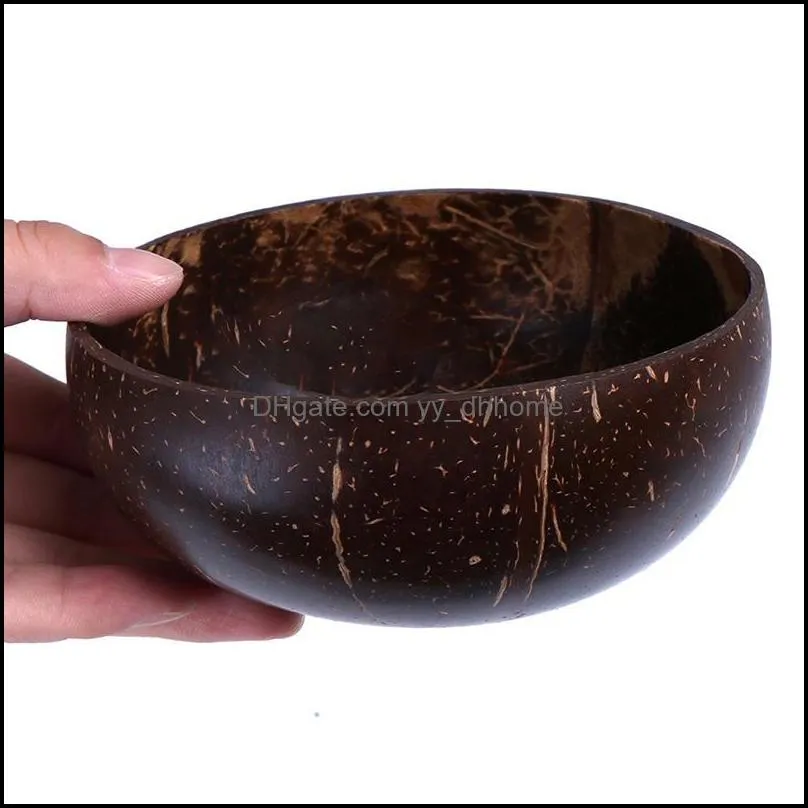 1pcs natural coconut shell bowl soup salad noodle rice wooden fruit bowls