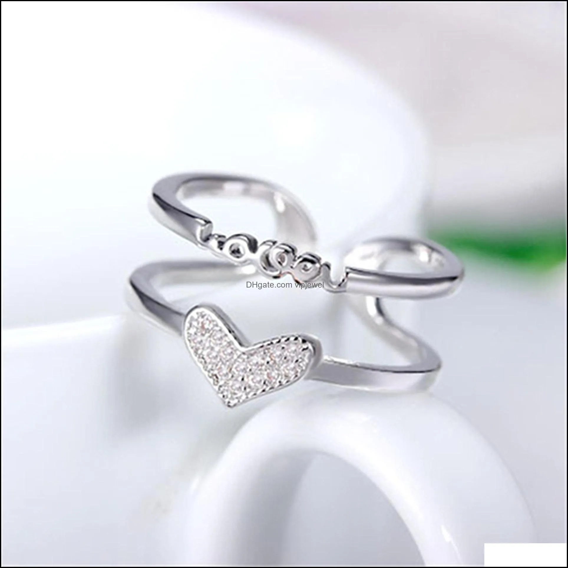 fashion exquisite classic silver love ring fashion set zircon ring king queen ring women`s engagement gift jewelry