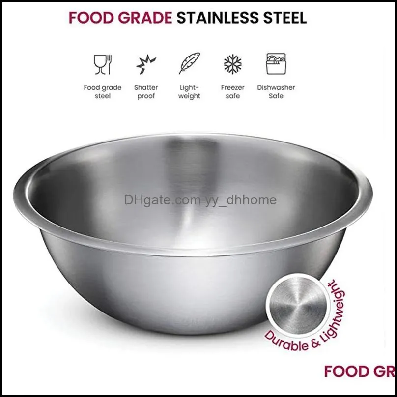 bowls 5pcs stainless steel set capacity nesting mixing bowl kitchen cooking salad vegetable storage container