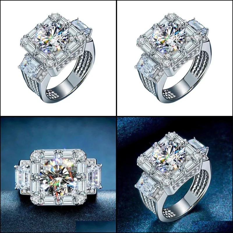 luxury ring imitation moissanite diamond rings white gold silver wedding rings