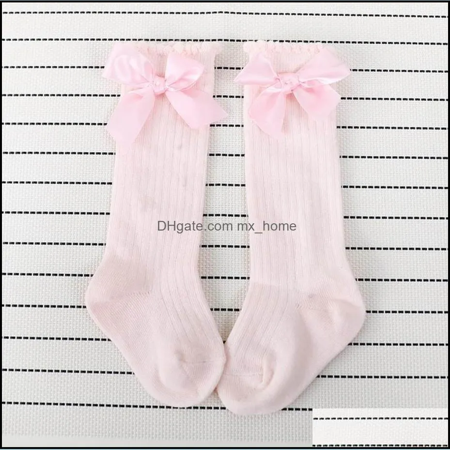 design kids socks toddlers girls big bow knee high long soft cotton lace baby socks