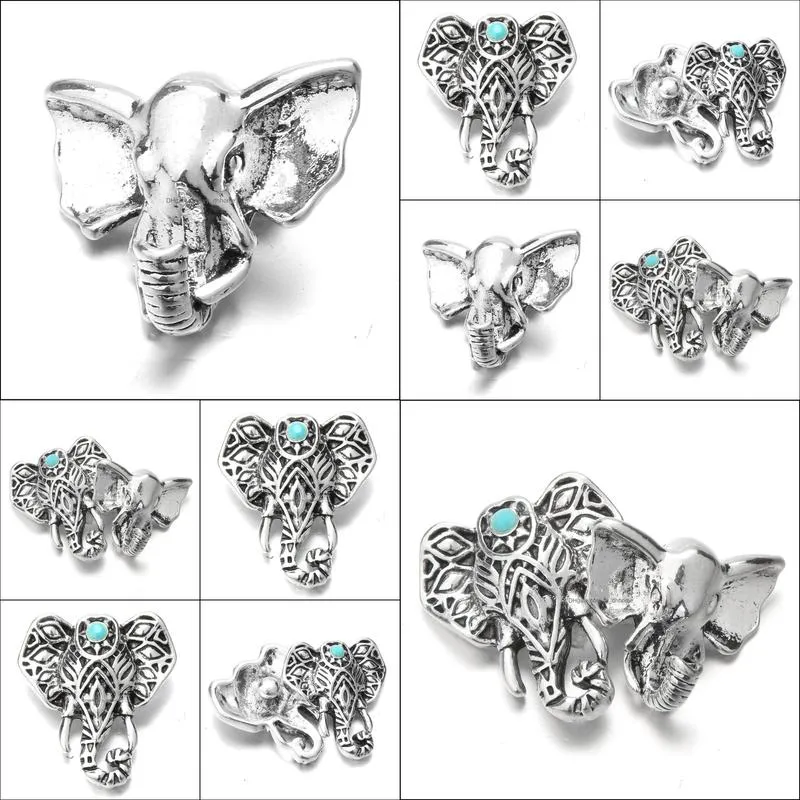 alloy elephant head snap button jewelry components 18mm metal snaps buttons fit bracelet bangle noosa h15