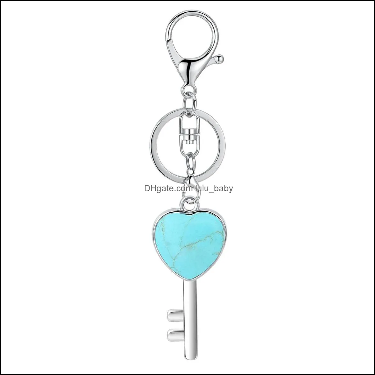 crystal keychain for bag car key rings natural love heart gemstone lucy lock crystal men healing chakra cute keyring