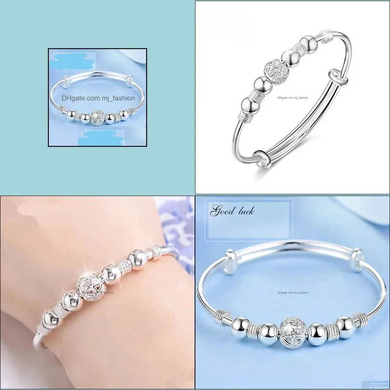 silver bangle bracelet female transfer fortune lucky bracelet gift wholesale transfer beads bracelets