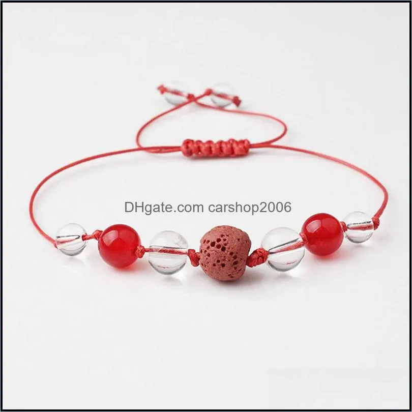 glass lava beads friendship bracelet hand-knitted beaded yoga ladies  oil aromatherapy bracelet
