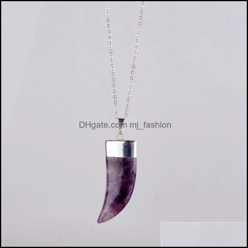 vintage bullet quartz crystal necklace pendant for women gold chain natural stone amethyst necklaces & pendants jewelry