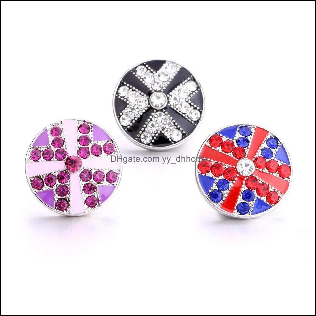 black red white pink crystal snap button jewelry components silver 18mm metal snaps buttons fit bracelet bangle noosa