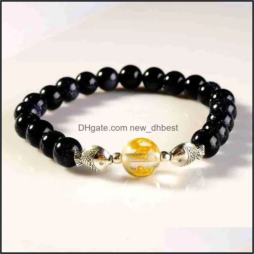 men`s and women`s natural stone bracelet 12pcs beads fashion cuff bracelet