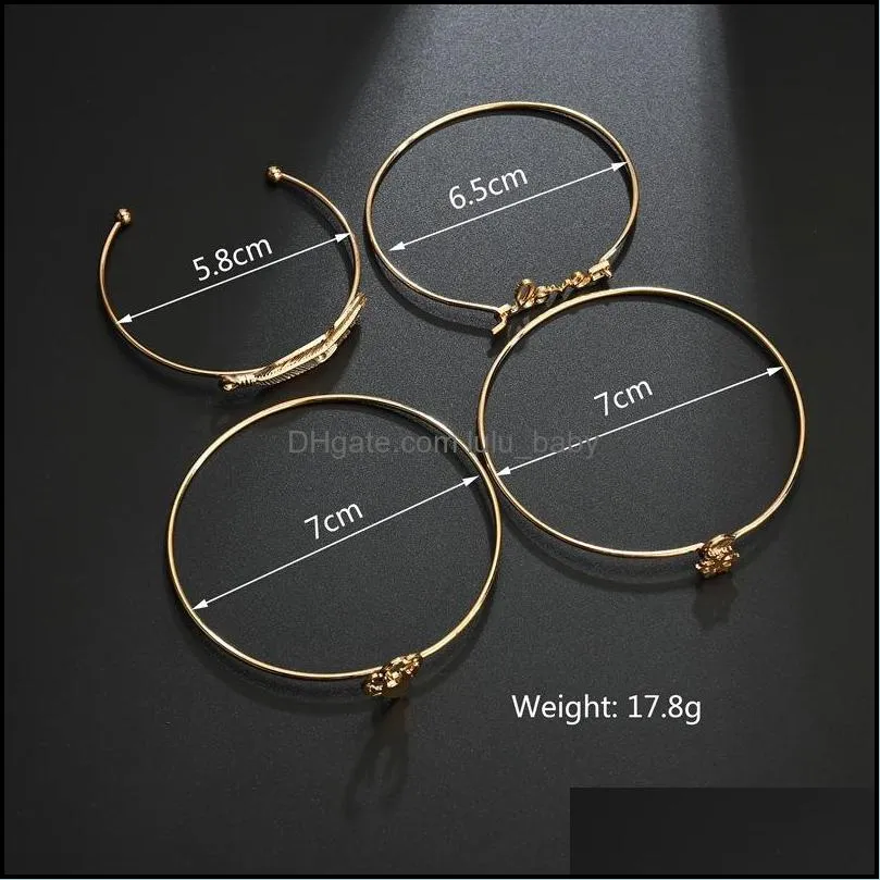 cross-border european bracelets fashion simple leaves deer head love snowflake bracelet 4 sets of foreign trade jewelry