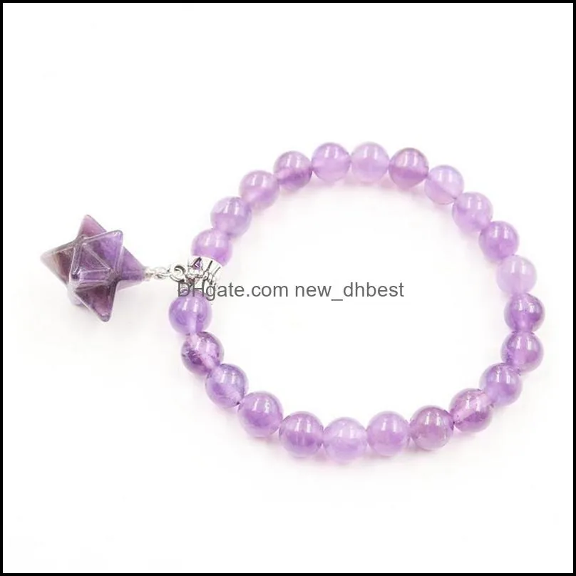 natural stone crystal mercaba bracelet life stone bracelet unisex elastic bracelet gift