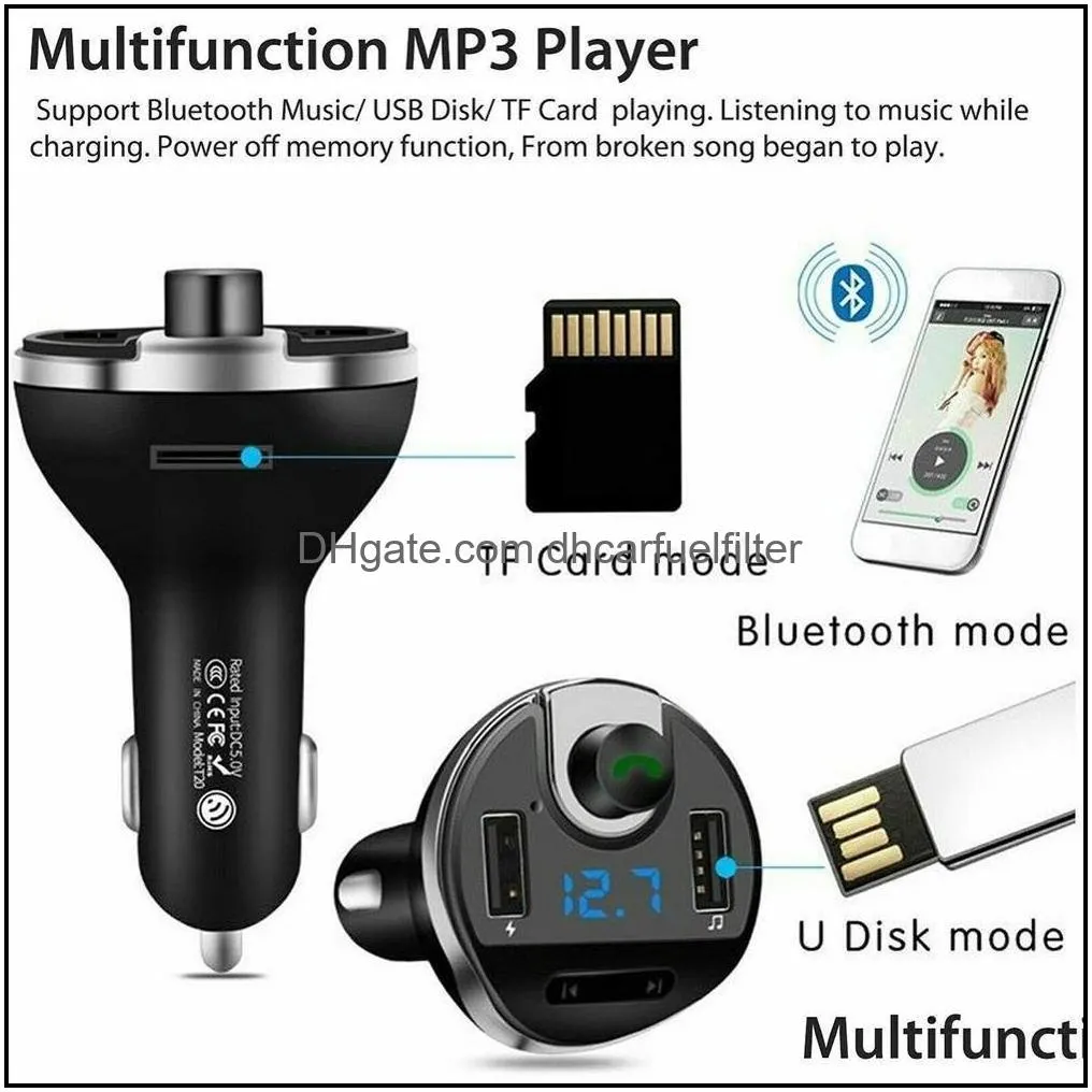 fm transmitter aux modulator bluetooth handsfree car kit car audio mp3 player dual usb car charger with 3.1a quick charge