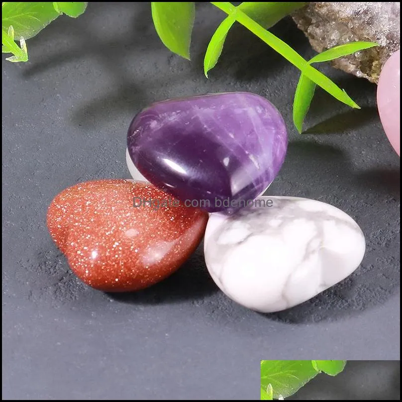 20x10mm heart statue natural stone carved decoration quartz hand polished healing crystal reiki trinket gift room ornament