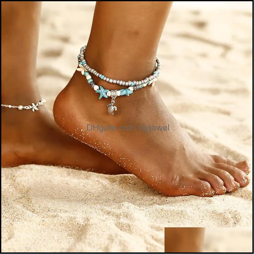 conch starfish mizhu beach turtle pendant anklet lady romantic sweet big anklets bracelet