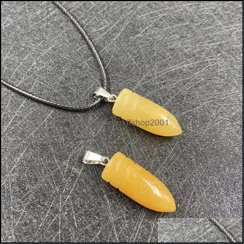 bullet shape healing reiki stone pillar pendulum pendant men necklace energy jewelry hip hop retro punk style