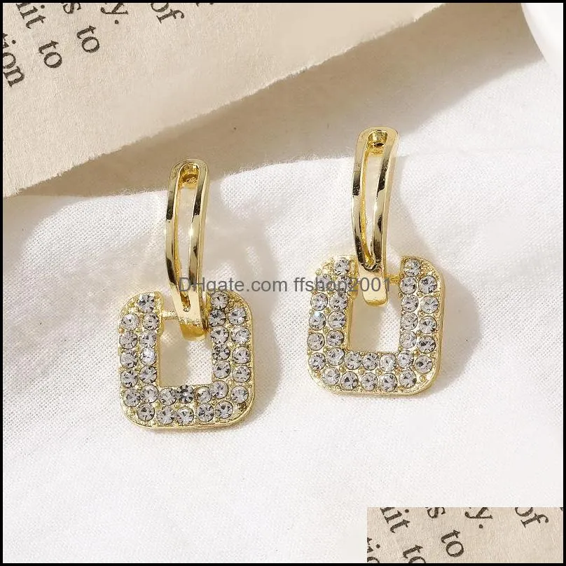 zircon square shape drop charms earrings brilliant bridal engagement wedding jewelry elegant female dangle earring fine gift