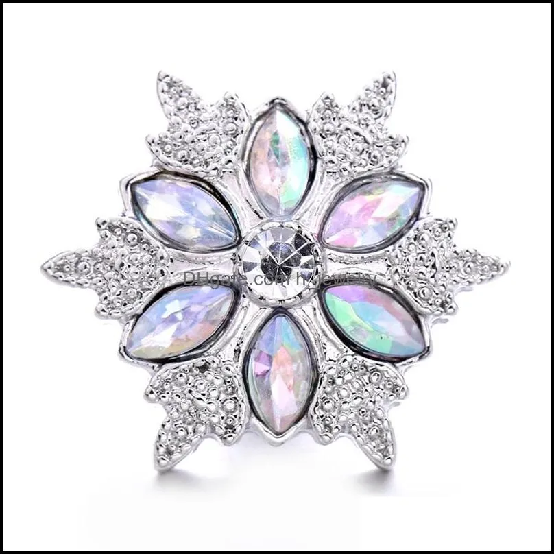 wholesale silver color snap button women charms jewelry findings crystal rhinestone 18mm metal snaps buttons diy bracelet cloth