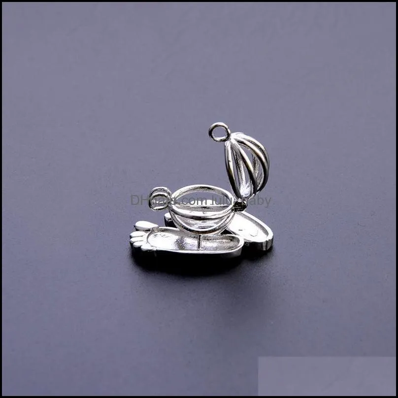 baby foot locket necklace beads cage oil pendants necklace photo frames open locket necklace