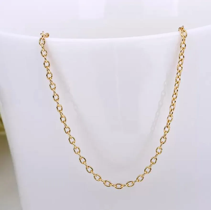 high quality 18k gold stainless steel chains fashion 45+5cm thin link necklaces diy pendant fine jewelry for women girls