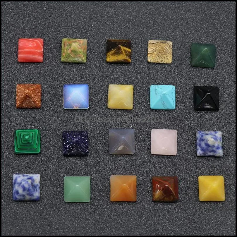 14mm natural crystal semi-preciou stone pyramid pyramidal face seven chakras stone cabochons jewelry accessory