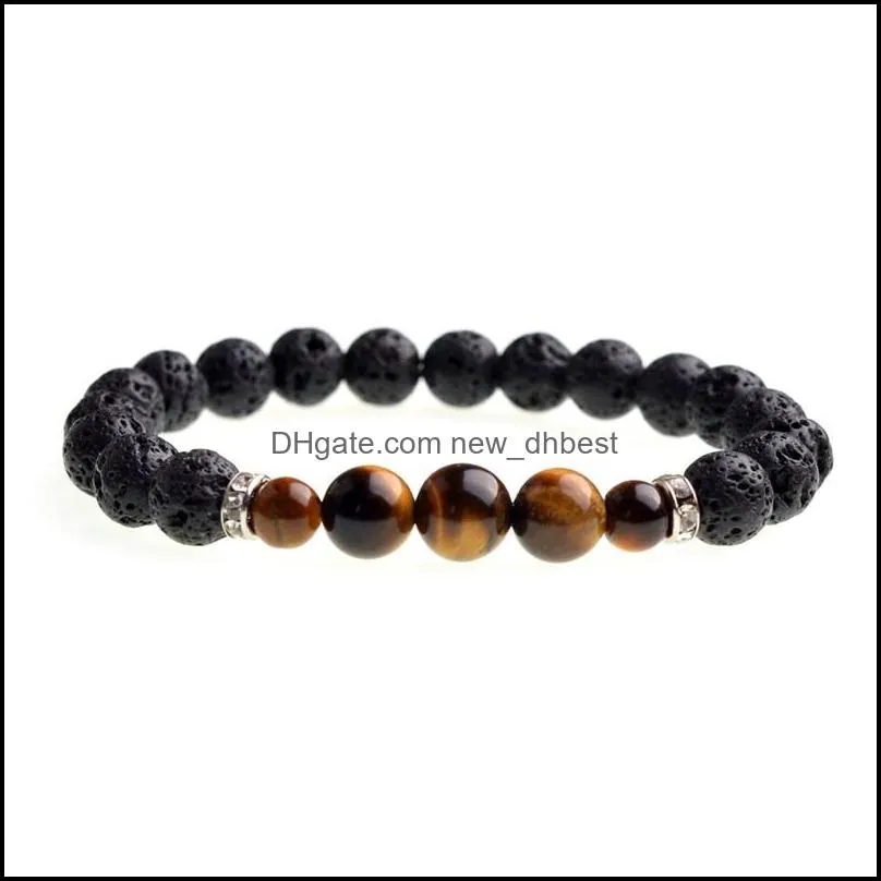 lava beads men`s and women`s 8mm rock double beads yoga stretch fashion  bracelet jewelry