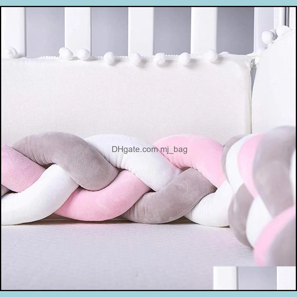 pillow baby crib bumper knotted braided plush nursery cradle decor newborn gift pillow cushion junior bed sleep bum bbygsw bdesports